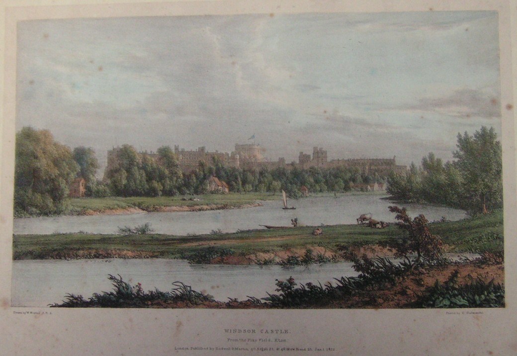 Lithograph - Windsor Castle. From the Play Field, Eton.